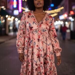 Elegant Floral Long Sleeve Dress